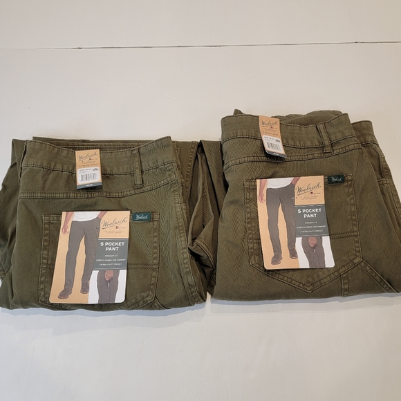 Woolrich Stretch Fit 5 Pocket Straight Fit Pant Mens DARK GREEN MSRP $98 - Picture 7 of 13